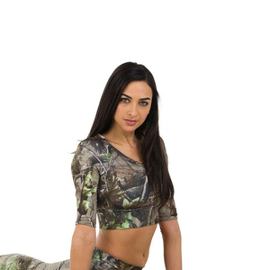 เสื้อยืดครอปของผู้หญิงเสื้อยืดผ้าฝ้ายพิมพ์ลายต้นไม้จริงสำหรับฤดูร้อนเสื้อครอปพิมพ์ลายลำลองล่าสัตว์ป่าตั้งแคมป์ - Product Image 1