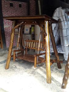 Columpio de jardín de teca de 2 plazas rústico tradicional, dosel colgante de troncos de madera, soporte de Patio para hoteles al aire libre, parques y playa - Product Image 2