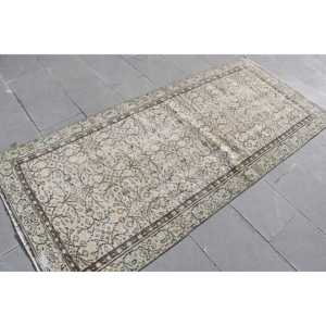 Turkish 3.3x7.4 ft Rug, Vintage Area Rug, <b>Brown</b> Plants & trees Rug - Product Image 2
