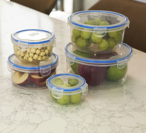 Conteneurs de préparation de repas en plastique, lot de 5 pièces avec couvercles à verrouillage rapide conteneurs de stockage des aliments en plastique sans BPA pour micro-ondes et lave-vaisselle - Product Image 5