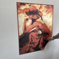 Peinture abstraite Femme Solitaire, Art mural moderne réutilisable et durable en papier multifonctionnel, adhérence électrostatique sur toutes surfaces