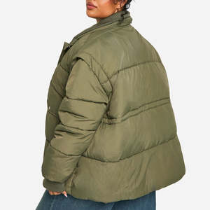 Vestes matelassées épaisses en coton sur mesure OEM, tissu respirant, col montant, poignets côtelés, boutons, veste à bulles pour femmes - Product Image 5