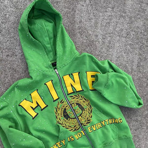 Sudadera con Capucha de Moda Masculina de Alta Calidad, Impresión de Logotipo Personalizada, Lavado Ácido Extra Grande, Estilo Vintage, Talla Grande XXL, Personalizada con Pedrería, Talla 6XL - Product Image 1