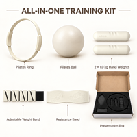 Ensemble d'entraînement Pilates Premium avec anneau de yoga, poids de main en silicone de 1 kg, bande de poids réglable pour poignet et bande de résistance