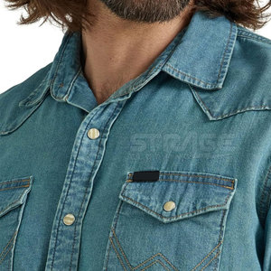 <b>Men's</b> <b>Relaxed</b> <b>Fit</b> Durable 100% Cotton Breathable <b>Jeans</b> Shirt with Contemporary Design and Comfortable Wear - Product Image 3
