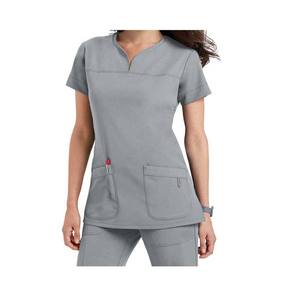 Tela tejida de moda Enfermería Scrubs Manga corta Elástico Médico Scrub Uniforme Set - Product Image 3