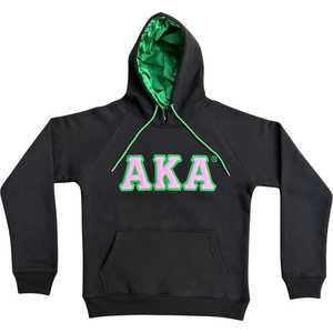 Sudadera con Capucha Negra Premium AKA para Mujer, Sudadera con Letras Griegas Bordadas, Felpa Suave, Informal, Elegante y Cómoda - Product Image 5