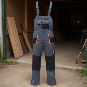 TERRATREND Men's Size 48 Dark Grey/<b>Black</b>/Orange Bib Overalls Stylish <b>Aprons</b> - Product Image 3