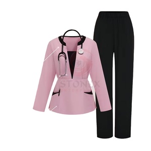 Customized Color Plus Size High Quality Knitted <b>Scrub</b> <b>Sets</b> For Women Luxury Style Private Label Hospital Nursing Uniform - Product Image 1