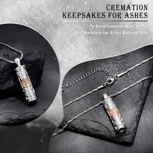 Rose gold Flower Urn Necklace Cylinder Bar Urn Necklace <b>for</b> <b>Ashes</b> <b>Pendant</b> Keepsake Memory Cremation urn <b>for</b> Women Custom Size - Product Image 3