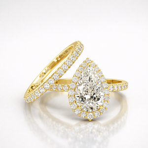แหวนหมั้นเพชรโมอิสซาไนต์ทอง 14K ทรงลูกแพร์ - Product Image 1