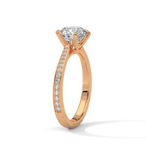 Anillo de Compromiso con Diamante Cultivado en Laboratorio de 2 Quilates, Claridad VVS, Solitario con Diamantes Laterales, Anillo de Oro Sólido de 14K/18K/10K - Product Image 6