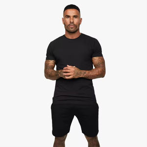 ชุดเสื้อแขนสั้นผู้ชาย, ชุดเสื้อผ้า2ชิ้นเสื้อกีฬาผ้าฝ้ายลำลองทรงหลวมระบายอากาศได้ดีสำหรับฤดูร้อน - Product Image 2