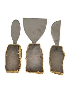 Ensemble de couverts à fromage faits à la main avec manche en agate verte, ensemble d'outils à fromage en métal de haute qualité, à utiliser pour la décoration de table - Product Image 3