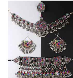 Juego de Joyería Afgana de Acero Inoxidable Personalizado de Alta Calidad, Collar Largo Hecho a Mano para Novias, Ideal para Bodas - Product Image 4