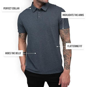 Polo negro para hombre, manga corta, tela suave y transpirable, ropa informal elegante - Product Image 2