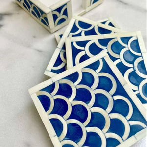 Sous-verre de table de style bohème en incrustation d'os avec un design artisanal écologique pour le café et le thé, finition polie lisse - Product Image 1