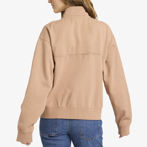 Sweat-shirt à capuche oversize pour femme de haute qualité, col montant, coton uni, pull avec logo sur le devant - Product Image 6