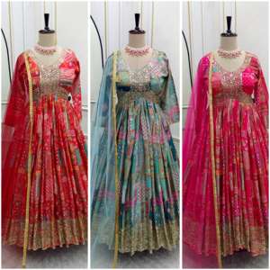 Ensemble de robe indienne pakistanaise ethnique en Georgette imprimée et brodée Fournisseur en gros Costume de fête pour femmes avec Salwar - Product Image 6