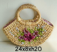 Tas Selempang Wanita Buatan Tangan dari Anyaman Eceng Gondok Ramah Lingkungan, Tahan Lama, Nyaman, Desain Floral Elegan, Dua Penutup Terbuka