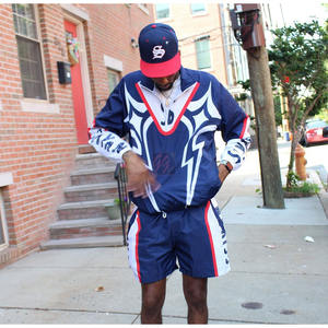 Windbreaker Nylon Half Zip <b>Jacket</b> Shorts Set Sublimation Print Lightweight <b>Summer</b> <b>Sports</b> Two Piece Outfit - Product Image 3