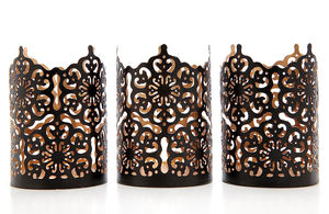 Portavelas de tamaño personalizado de Metal negro de lujo con tapa, iluminación votiva de vidrio para Decoración de mesa de boda para el hogar - Product Image 3