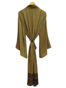 Kimono de seda para mujer, ropa de noche para mujer, bata larga, kimono Sari de seda reciclada vintage indio con estampado floral, - Product Image 3