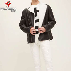 แจ็คเก็ตหนังบุขนแกะสไตล์ไฮสตรีท สีดำ กันลม ระบายอากาศได้ดี ปรับแต่งได้ เสื้อคลุมกันหนาว ทันสมัย สำหรับผู้ชาย - Product Image 4