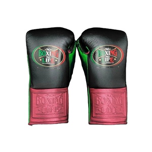 Guantes de Boxeo Profesionales con Cordones, Estilo MMA, de Cuero Genuino, Antideslizantes, de Dedo Completo, que Absorben la Humedad, para Entrenamiento - Product Image 1