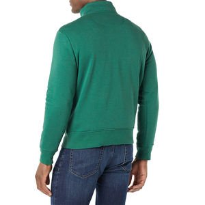 Sweat-shirt à demi-fermeture éclair avec logo de broderie pour hommes, personnalisé en usine, de couleur unie - Product Image 4