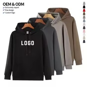 Ropa de invierno de longitud larga de moda para hombres Sudadera con capucha gruesa lisa de ganchillo de gran tamaño con logotipo frontal Patrón sólido colorido - Product Image 3