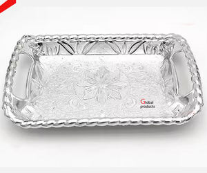 Plateau de service en acier inoxydable finition argent simple 2025 pour hôtel, restaurant et bar - Product Image 5