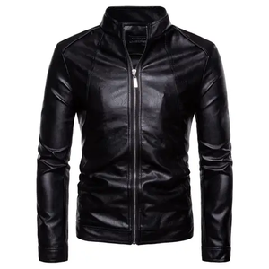 Chaqueta bomber de moda para hombre con bolsillos grandes y mangas de cuero, chaqueta de béisbol para hombre - Product Image 1