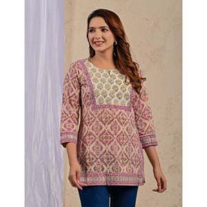 Top de Algodón Estampado Butti con Bordado Floral Pastel en Tela Popelina, Diseño Floral Moderno - Product Image 5