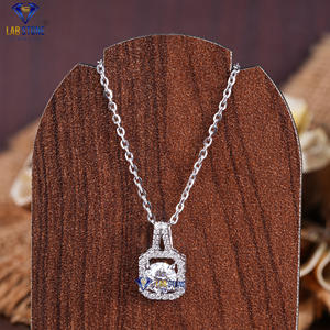 Ensemble pendentif et boucles d'oreilles en or blanc avec diamant taillé rond 2.196 TDW par Labstone / Discover Brilliance/couleur EF-VS - Product Image 1