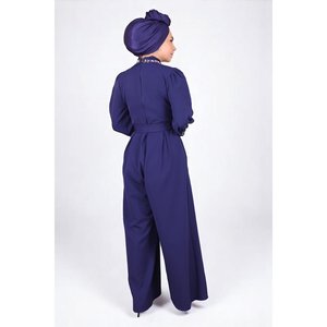 Vestido Mono Informal Color Índigo con Detalles, 100% Poliéster, Modelo 87774 - Product Image 5