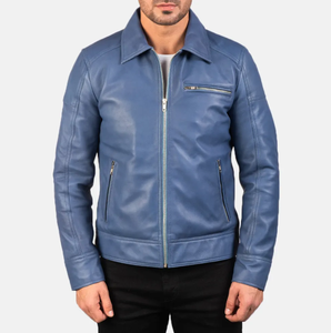 Veste en cuir véritable de qualité supérieure pour homme, coupe ajustée, noire, zippée, veste bomber décontractée, veste de qualité pour homme - Product Image 2