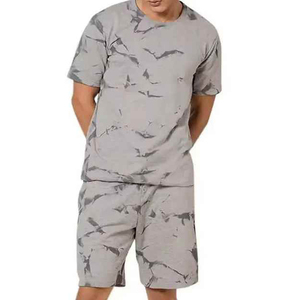 Conjunto de camiseta de verano 100% de algodón para hombre, camisetas y pantalones de manga corta, chándal informal transpirable para correr, conjunto corto - Product Image 4