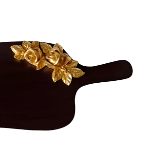 Plateau de service en bois à motif floral décoratif de haute qualité avec poignée disponible au prix de gros - Product Image 4