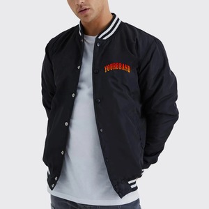 แจ็คเก็ตเบสบอลผู้ชายแบบ OEM ขายส่ง แจ็คเก็ตกันลมกันน้ำแบบเรียบ แจ็คเก็ตวาร์ซิตี้สำหรับกิจกรรมกลางแจ้ง - Product Image 4