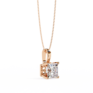 Collar con colgante de diamante de moissanita de corte cuadrado de princesa, regalo de compromiso, joyería para mujer en plata de ley - Product Image 1