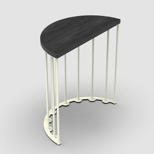 Mesa Consola Moderna Minimalista de Media Luna con Almacenamiento, Decoración para el Hogar con Espejo, Patas de Metal Blanco, Superficie de Metal Negro, Muebles para Sala de Estar - Product Image 2