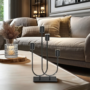 เชิงเทียนโลหะที่มีความทนทานพร้อมพิมพ์สเปรย์แก้วงานฝีมือสำหรับตกแต่งบ้าน-สำหรับห้องนั่งเล่นพื้นที่รับประทานอาหารห้องนอนกิจกรรมในห้องนอน - Product Image 3