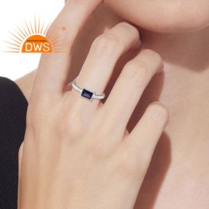 Anillo de declaración de piedras preciosas de iolita Natural de plata de ley fina de la mejor calidad, joyería de diseño personalizado para mujer, regalo para ella - Product Image 2