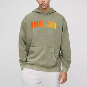 Sweats à capuche lavés à l'acide de haute qualité pour hommes 100% coton 450GSM surdimensionné poids lourd logo imprimé personnalisé sweats à capuche respirants hommes - Product Image 1