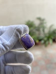 Best Selling Solid 925 Sterling Silver Religious Party Premium Quality Genuine Charoite <b>Cushion</b> Shape Gemstone <b>Statement</b> Fine - Product Image 3