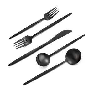 El último juego moderno de cucharas de postre de acero inoxidable, boda, fiesta, Hotel, restaurante, juego de cubiertos negro mate brillante, venta superior - Product Image 3