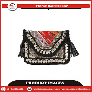 Knitted Bag Boho Durable Handmade Embroidered Jute Boho Banjara Bags for Women & Girls Handmade Jute Clutch Bag Huge Demand - Product Image 2