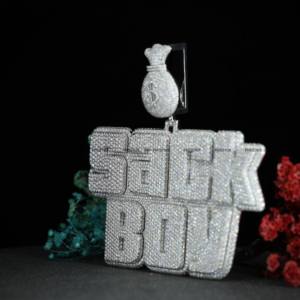 Hip Hop Jewelry Mens Iced Out Custom Name Pendant 925 Sterling <b>Silver</b> VVS Moissanite Round Brilliant Cut Diamond <b>Letter</b> Pendant - Product Image 3