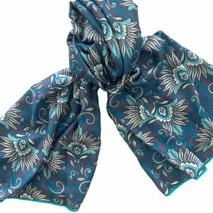 100% <b>Silk</b> Digital Print Vintage Spring Women's <b>Scarf</b> MAYURI CREATIONS Elegant Luxury Geometric Artistic Patterns Long - Product Image 1